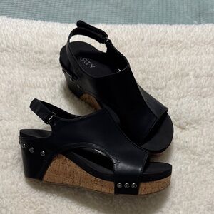 Black Wedge Sandals